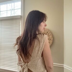 American Eagle Outfitters Cream Backless Dress